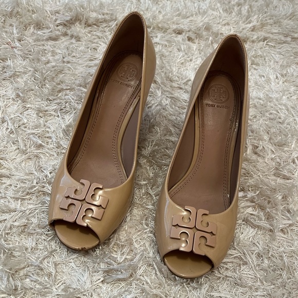 Tory Burch Shoes - Tory Burch Peep Toe Wedge Shoes